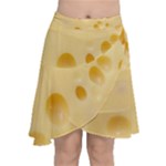 Cheese Texture, Yellow Cheese Background Chiffon Wrap Front Skirt