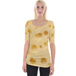 Cheese Texture, Yellow Cheese Background Wide Neckline T-Shirt