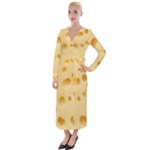 Cheese Texture, Yellow Cheese Background Velvet Maxi Wrap Dress