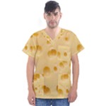 Cheese Texture, Yellow Cheese Background Men s V-Neck Scrub Top