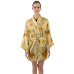 Cheese Texture, Yellow Cheese Background Long Sleeve Satin Kimono