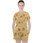Cheese Texture, Yellow Cheese Background Women s T-Shirt and Shorts Set