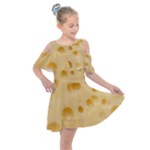 Cheese Texture, Yellow Cheese Background Kids  Shoulder Cutout Chiffon Dress