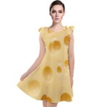Cheese Texture, Yellow Cheese Background Tie Up Tunic Dress