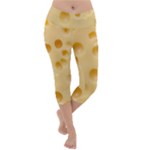 Cheese Texture, Yellow Cheese Background Lightweight Velour Capri Yoga Leggings
