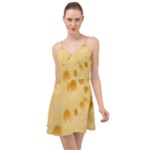 Cheese Texture, Yellow Cheese Background Summer Time Chiffon Dress