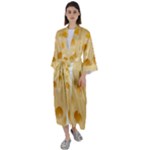 Cheese Texture, Yellow Cheese Background Maxi Satin Kimono