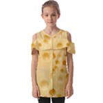 Cheese Texture, Yellow Cheese Background Fold Over Open Sleeve Top