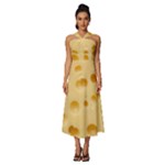 Cheese Texture, Yellow Cheese Background Sleeveless Cross Front Cocktail Midi Chiffon Dress