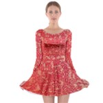 Chinese Hieroglyphs Patterns, Chinese Ornaments, Red Chinese Long Sleeve Skater Dress