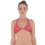 Chinese Hieroglyphs Patterns, Chinese Ornaments, Red Chinese Halter Neck Bikini Top