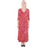 Chinese Hieroglyphs Patterns, Chinese Ornaments, Red Chinese Quarter Sleeve Wrap Maxi Dress