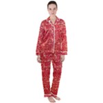 Chinese Hieroglyphs Patterns, Chinese Ornaments, Red Chinese Women s Long Sleeve Satin Pajamas Set	