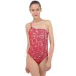 Chinese Hieroglyphs Patterns, Chinese Ornaments, Red Chinese Classic One Shoulder Swimsuit