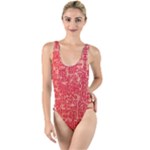 Chinese Hieroglyphs Patterns, Chinese Ornaments, Red Chinese High Leg Strappy Swimsuit