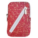 Chinese Hieroglyphs Patterns, Chinese Ornaments, Red Chinese Belt Pouch Bag (Small)
