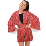 Chinese Hieroglyphs Patterns, Chinese Ornaments, Red Chinese Long Sleeve Kimono