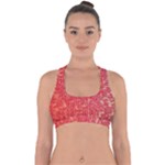 Chinese Hieroglyphs Patterns, Chinese Ornaments, Red Chinese Cross Back Hipster Bikini Top 