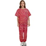 Chinese Hieroglyphs Patterns, Chinese Ornaments, Red Chinese Kids  T-Shirt and Pants Sports Set