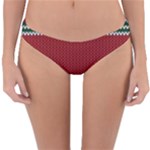 Christmas Pattern, Fabric Texture, Knitted Red Background Reversible Hipster Bikini Bottoms