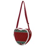 Christmas Pattern, Fabric Texture, Knitted Red Background Heart Shoulder Bag