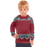 Christmas Pattern, Fabric Texture, Knitted Red Background Kids  Hooded Pullover