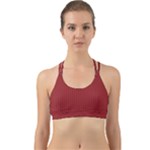 Christmas Pattern, Fabric Texture, Knitted Red Background Back Web Sports Bra