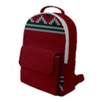 Christmas Pattern, Fabric Texture, Knitted Red Background Flap Pocket Backpack (Large)