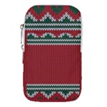 Christmas Pattern, Fabric Texture, Knitted Red Background Waist Pouch (Small)