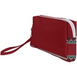 Christmas Pattern, Fabric Texture, Knitted Red Background Wristlet Pouch Bag (Small)