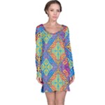 Colorful Floral Ornament, Floral Patterns Long Sleeve Nightdress