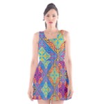 Colorful Floral Ornament, Floral Patterns Scoop Neck Skater Dress