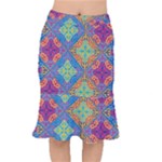 Colorful Floral Ornament, Floral Patterns Short Mermaid Skirt