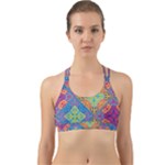 Colorful Floral Ornament, Floral Patterns Back Web Sports Bra