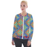 Colorful Floral Ornament, Floral Patterns Velvet Zip Up Jacket