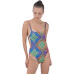 Colorful Floral Ornament, Floral Patterns Tie Strap One Piece Swimsuit