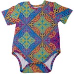 Colorful Floral Ornament, Floral Patterns Baby Short Sleeve Bodysuit