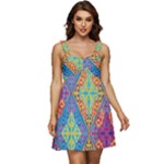 Colorful Floral Ornament, Floral Patterns Ruffle Strap Babydoll Chiffon Dress