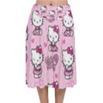 Cute Hello Kitty Collage, Cute Hello Kitty Velvet Flared Midi Skirt