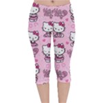 Cute Hello Kitty Collage, Cute Hello Kitty Velvet Capri Leggings 
