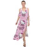 Cute Hello Kitty Collage, Cute Hello Kitty Maxi Chiffon Cover Up Dress