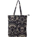 Decorative Ornament Texture, Retro Floral Texture, Vintage Texture, Gray Double Zip Up Tote Bag
