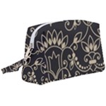 Decorative Ornament Texture, Retro Floral Texture, Vintage Texture, Gray Wristlet Pouch Bag (Large)