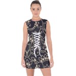 Decorative Ornament Texture, Retro Floral Texture, Vintage Texture, Gray Lace Up Front Bodycon Dress