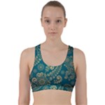 European Pattern, Blue, Desenho, Retro, Style Back Weave Sports Bra