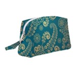 European Pattern, Blue, Desenho, Retro, Style Wristlet Pouch Bag (Medium)