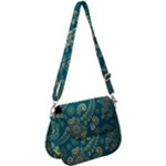 European Pattern, Blue, Desenho, Retro, Style Saddle Handbag