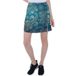 European Pattern, Blue, Desenho, Retro, Style Tennis Skirt