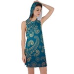 European Pattern, Blue, Desenho, Retro, Style Racer Back Hoodie Dress