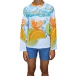 Fruits, Fruit, Lemon, Lime, Mandarin, Water, Orange Kids  Long Sleeve Swimwear